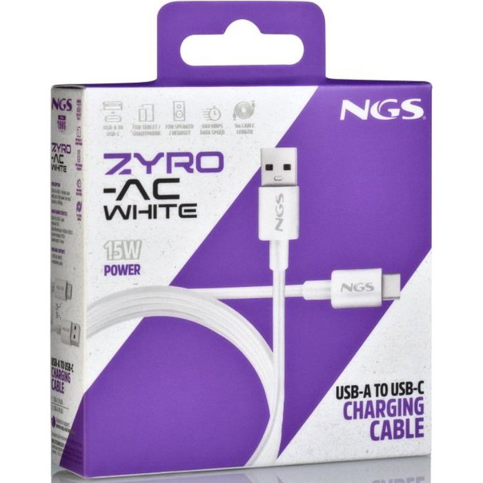 NGS Cable USB-A a USB-C Zyro 15W 1m Blanco
